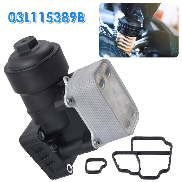 Oil Cooler Filter Housing Cap + Gasket for VW Audi Seat Skoda 1.6TDI 2.0TDI