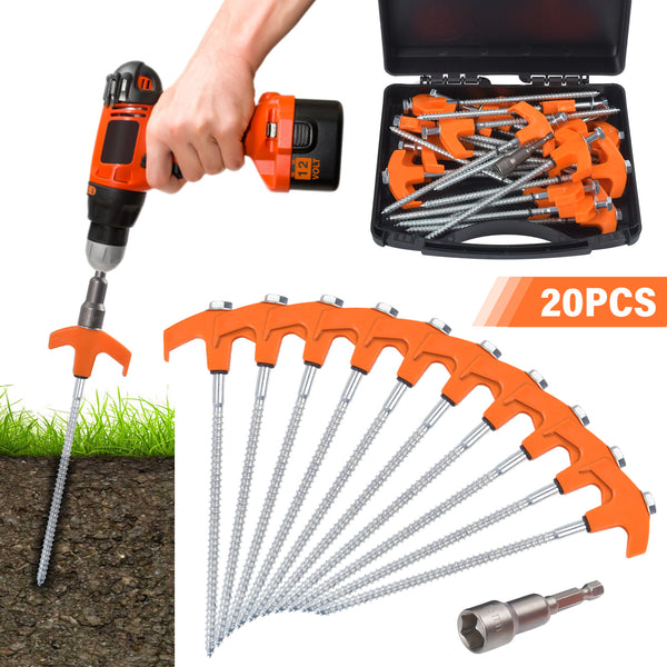 Pegs Screw In Drill Top Heavy Duty Ground Pegs In Case Awning Pegs Tent Pegs