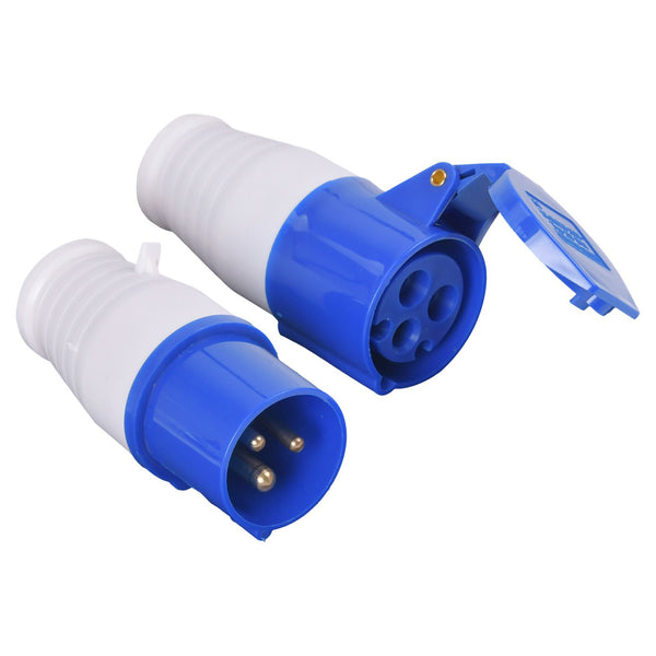 Mains Hook Up Site 3 Pin Plug & Socket 230V 16A IP44 Camping Caravan Motorhome