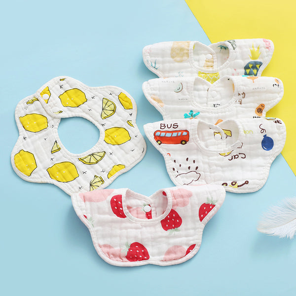 5pcs Cartoon Cotton Bibs Random Color