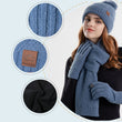 Set of 3pcs Women Knitted Warm Fleece Hat Knitted Scarf Touch Screen Gloves Set