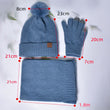 Set of 3pcs Women Knitted Warm Fleece Hat Knitted Scarf Touch Screen Gloves Set