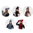 Set of 3pcs Women Knitted Warm Fleece Hat Knitted Scarf Touch Screen Gloves Set