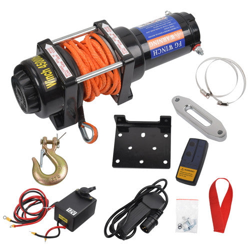 Electric Winch 12V 4500lb/3500lb + Synthetic Rope ATV Wireless Remote
