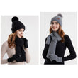 Set of 3pcs Women Knitted Warm Fleece Hat Knitted Scarf Touch Screen Gloves Set