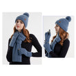 Set of 3pcs Women Knitted Warm Fleece Hat Knitted Scarf Touch Screen Gloves Set