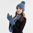 Set of 3pcs Women Knitted Warm Fleece Hat Knitted Scarf Touch Screen Gloves Set