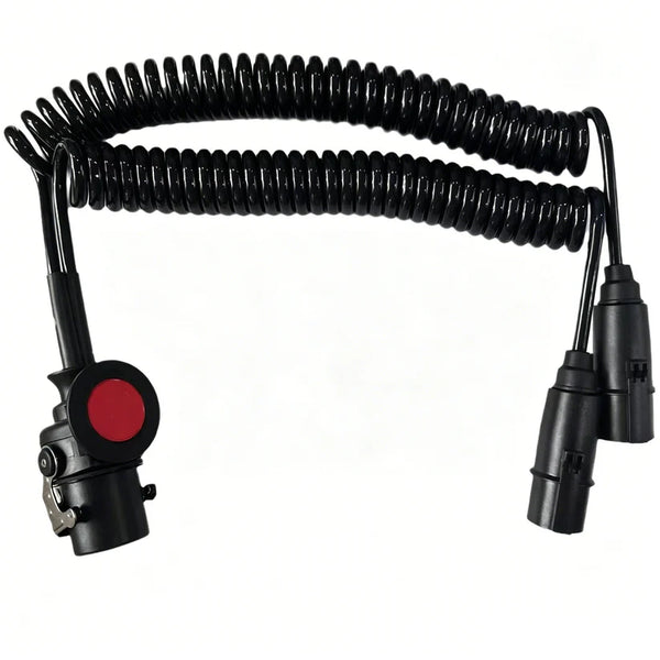15-Pin to 2x 7-Pin N/S Plug Coiled Electrical Cable