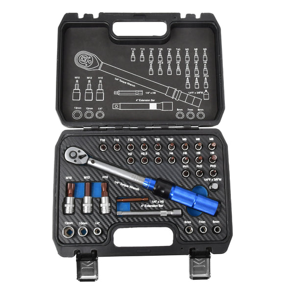1/4" Drive Bike Bicycle 2.5-25NM Torque Wrench Spanner Tools Set