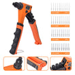 Hand Riveter Rivet Plier Gun Kit with 150 Rivets 4 Nozzle Head Size
