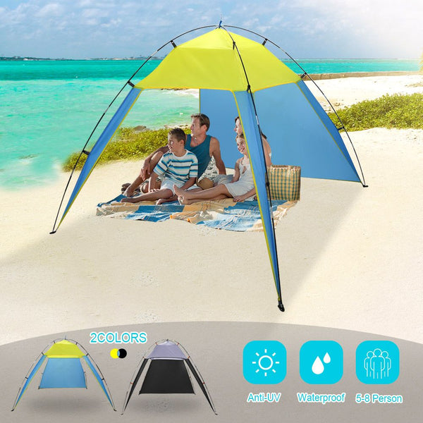 5-8 Person Portable Beach Canopy Sun Shade Triangle Tent Shelter