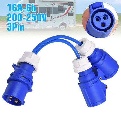 16A Splitter Cable 240V Caravan 2 Way Hook Up Y Piece