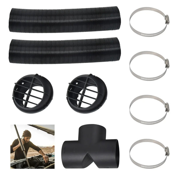 75mm Pipe Ducting T Piece+ Warm Air Outlet Vent +Hose Clip Kit
