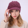 Knit Hat with Brim Baret for Women