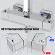 Square Thermostatic Shower Mixer Bar Brass Valve Twin Outlet