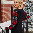 Women Novelty Santa Claus Round Neck Knit Sweater  Pullover