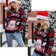 Women Novelty Santa Claus Round Neck Knit Sweater  Pullover