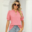 Women Casual V-neck Solid Color Short Sleeves Tshirt