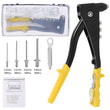 HEAVY DUTY HAND RIVETER TOOL + 200 ASSORTED RIVETS AND 4 NOZZLE HEAD
