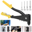 HEAVY DUTY HAND RIVETER TOOL + 200 ASSORTED RIVETS AND 4 NOZZLE HEAD