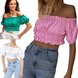 Women Off Shoulder Lantern Sleeve Tank Top