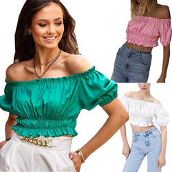 Women Off Shoulder Lantern Sleeve Tank Top