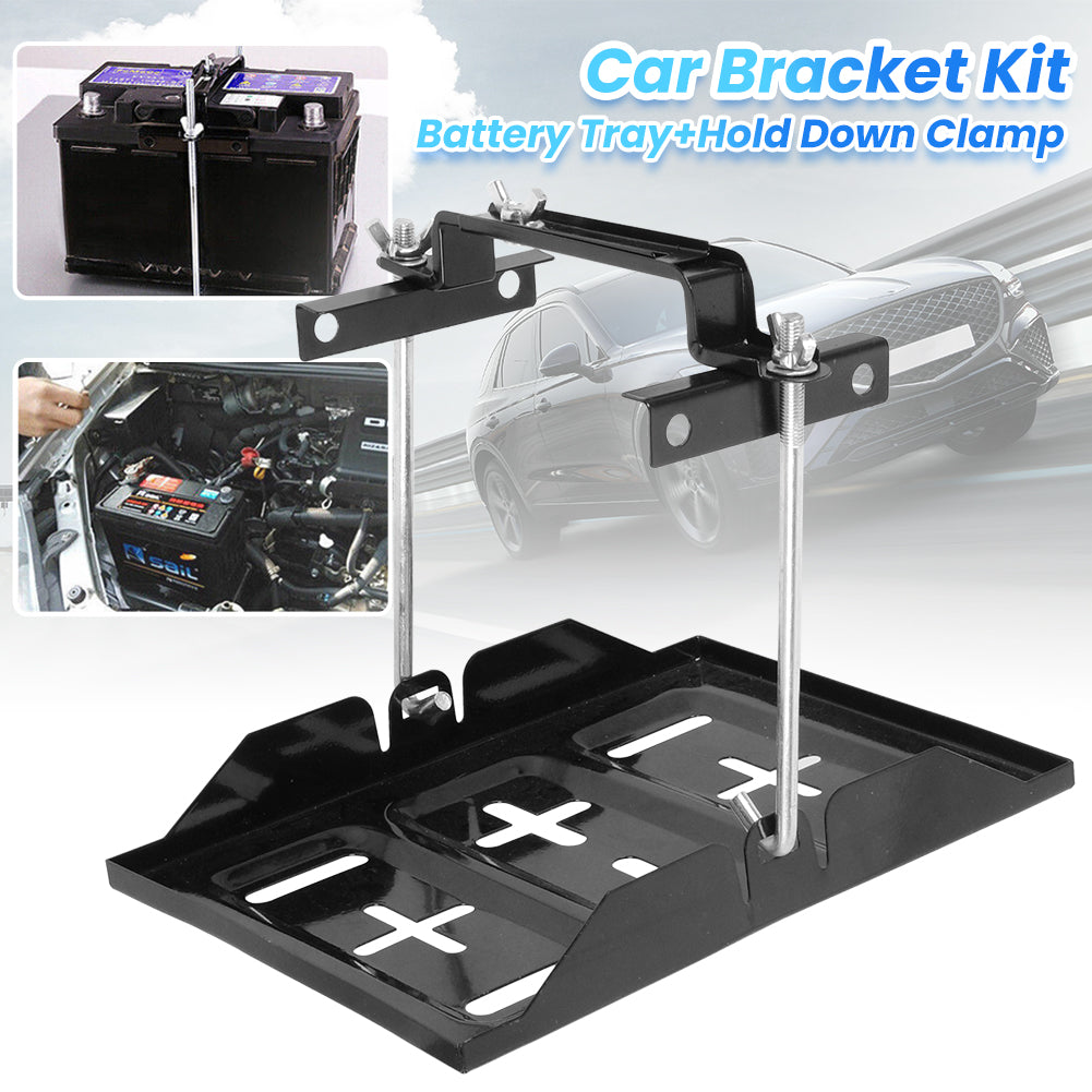 Metal Car Battery Tray Adjustable Hold Down Clamp Bracket Kit – majexic ...