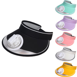 Summer Wide Brim Adjustable Hat with Mini Fan
