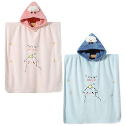 Kids Soft Hooded Bathtowel Swimming Towel with Button