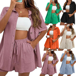 Women's Two Piece Outfits Shirt and Shorts Set