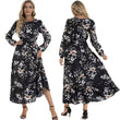 Women's Autumn Long Sleeve Floral Print Swing Maxi Dress