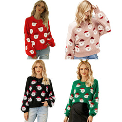 Womens Ugly Christmas Sweater Round Neck Knit Pullover Santa Claus Jumper Top