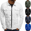 Men Cotton Denim Casual Solid Color Lapel Single Breasted Jacket