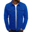 Men Cotton Denim Casual Solid Color Lapel Single Breasted Jacket