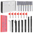 7 set 10mm Shank Lathe Turning Tool+ 7x Carbide Insert Blade