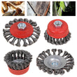 4Pcs Twist Knot Semi Flat Wire Wheel Cup Brush Set Kit
