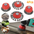 4Pcs Twist Knot Semi Flat Wire Wheel Cup Brush Set Kit