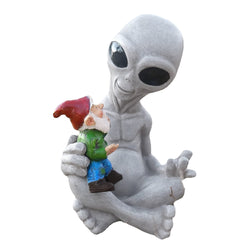 Chritsmas Alien And Gnome Resin Garden Statue