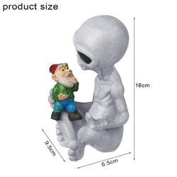 Chritsmas Alien And Gnome Resin Garden Statue