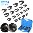 19X Metric Crowfoot Wrench Set 8-32mm 3/8" 1/2" Sq Dr Large Crows Foot