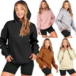 Women Solid Color Hoodie Pullover