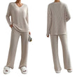 Women Winter Long Sleeve V-neck  Pajamas Suit 2 Piece Sets