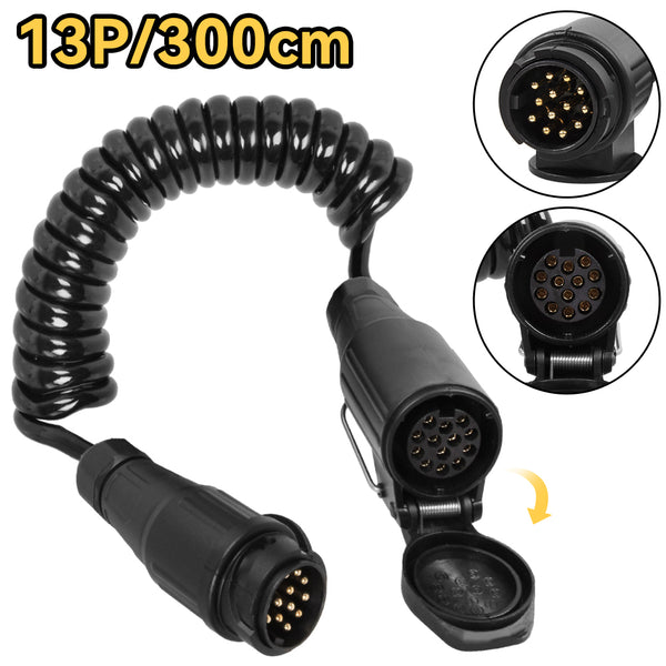 13Pin To 13Pin Adapter Cable Trailer Plug Extension Spring Cord