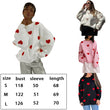 Love Embroidery Knit O-neck Women Pullover Lantern Sleeve Oversized Sweater