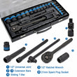 24PC BLACK SOCKETS RATCHET WRENCH SET 1/2 INCH DRIVE METRIC