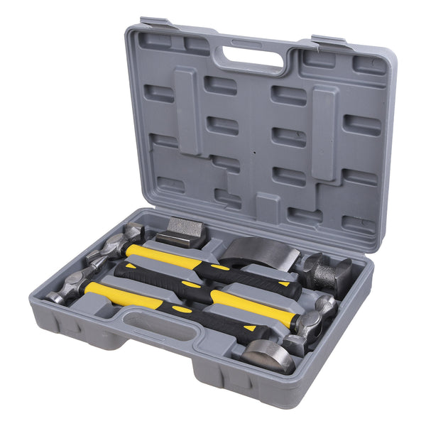 7PC CAR DENT AUTO BODY PANEL REPAIR TOOL KIT BEATING DOLLIE HAMMERS SET