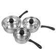 Set of 3 Induction Non Stick Stainless Steel Glass Lids Pot Pan