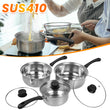 Set of 3 Induction Non Stick Stainless Steel Glass Lids Pot Pan