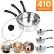 Set of 3 Induction Non Stick Stainless Steel Glass Lids Pot Pan
