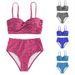 Women's High Waist Bikini Swimwear Plaid Swimsuit Beachwear